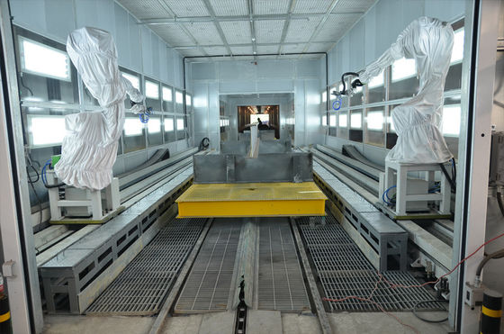 A linha de pintura de aço robô do perfil pinta a linha de produção transporte com trole